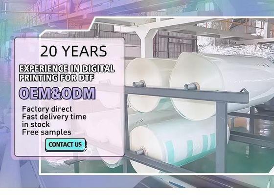 DTF 프린팅 필름 42cm*100M 반짝이는 매트 화이트 잉크 프린팅 필름 의류