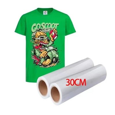 이중 단일 측면 DTF 애완 동물 필름 30CM 33CM 60CM * 100M 롤 열 전송 75Micron 뜨거운 차가운 껍질 DTF 필름