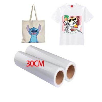 DTF 인쇄 재료로 인쇄 잠재력을 극대화 30cm*100m 75U 릴리스 애완 동물 필름 롤 양면 냉각 껍질