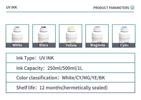 CMYKW V UV 빛 경화 방법 LED 잉크 DX5 DX7 XP600 TX800 프린트 헤드와 호환