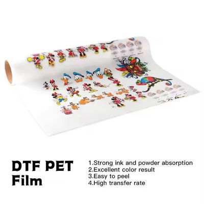 DTF 전송 필름 30CM x 100M 75U CMYK + 흰색 잉크와 호환